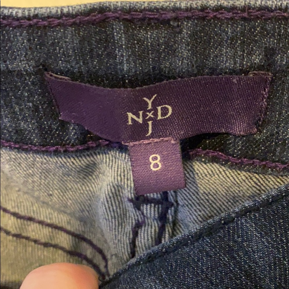 NYDJ straight leg dark denim jeans with bejeweled pockets - Picture 6 of 8